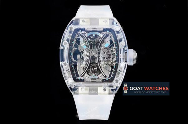 Richard Mille- RM053 Tourbillon Transparent Skeleton dail with white Rubber strap RMF