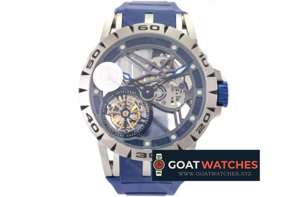 Roger Dubuis - Excalibur Spider Skele Flying Tourb TI/RU Blue JBF