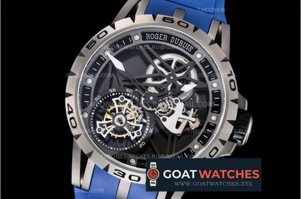 Roger Dubuis - Excalibur Skele Flying Tourb RDDBEX0392 SS/RU Blue BBR