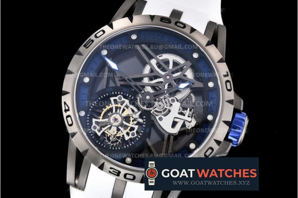 Roger Dubuis - Excalibur Skele Flying Tourb RDDBEX0392 SS/RU Wht BBR