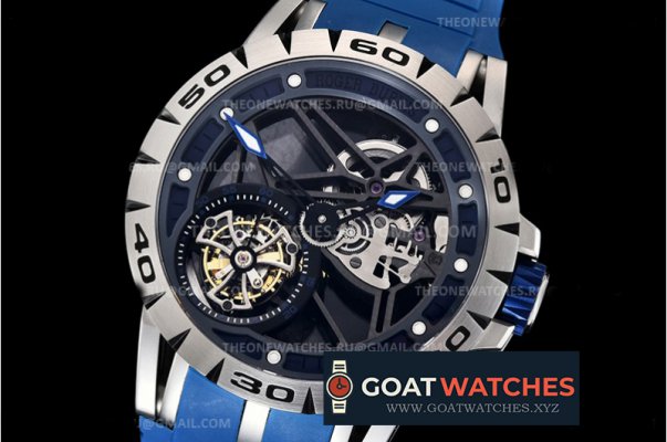 Roger Dubuis - Excalibur Spider Skele Flying Tourb TI/RU Blue JBF