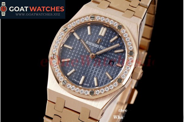 Audemars Piguet - Royal Oak Ladies 33mm RG/RG Blue Dial 8F Swiss Quartz