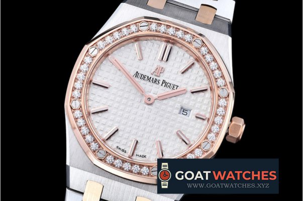 Audemars Piguet - Royal Oak Ladies 33mm Diams RG/SS Wht JF Swiss Quartz