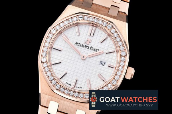 Audemars Piguet - Royal Oak Ladies Diams 33mm RG/RG Wht JF Swiss Quartz