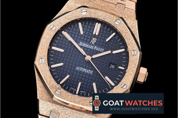 Audemars Piguet - Royal Oak 15400 Frosted RG/RG Blue Asia 21J Mod 3120