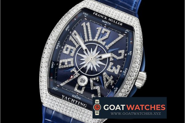 Franck Muller - Vanguard Mens V45 Diams SS/LE/RU Blue Diam ABF Asia 2824