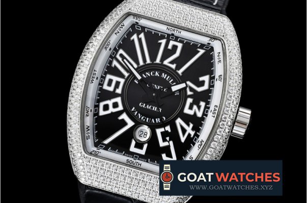 Franck Muller - Vanguard Mens V45 Glacier Diams SS/LE/RU Blk ABF A2824