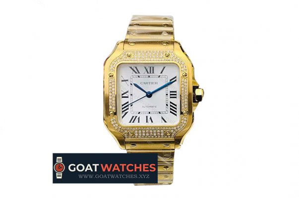 Cartier - Santos Diamonds YG/YG White/Roman Dial KORF MY9015