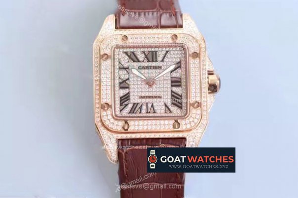 Cartier - Santos De Cartier 42mm Dia RG/LE Dia/Rmn TWF 8215