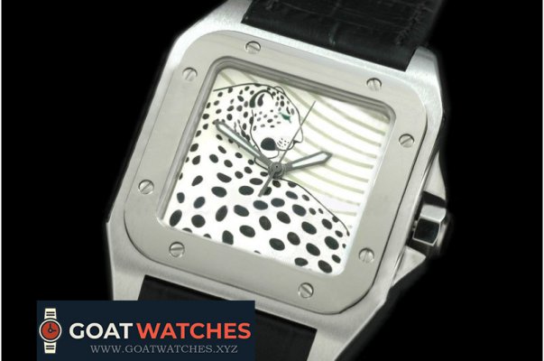 Cartier - Santos 100 Panther Mid SS/LE White Swiss Eta 2671