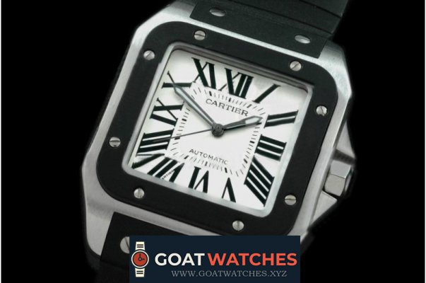 Cartier - Santos 100 Men SS/Blk/RU White Swiss Eta 2824 Ul