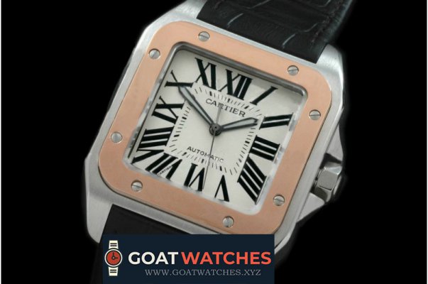 Cartier - Santos 100 Men RG/TT/LE White Swiss Eta 2824 Ult Ver