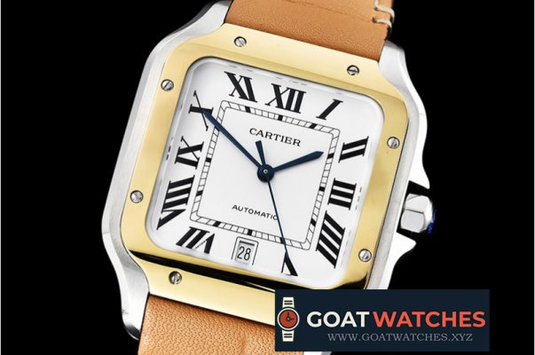 Cartier - Santos De Cartier 2018 Mens YG/SS/LE (Tan) Wht MY9015