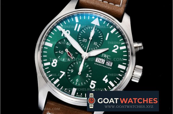 IWC - Pilot Chrono Spitfire IW377709 SS/LE Green ZF A7750