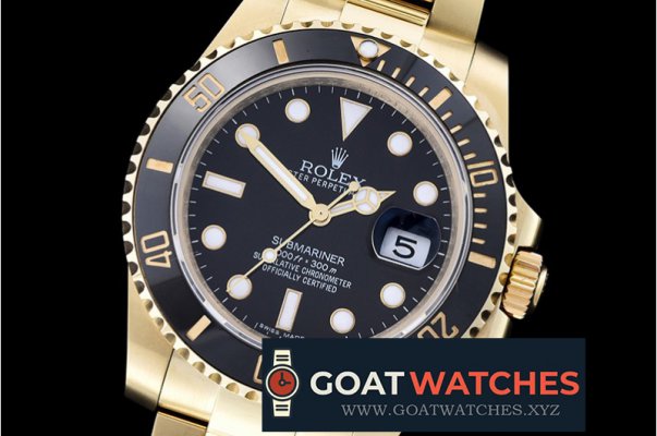 Rolex - Submariner 116618 YG/YG Black BP Ult A3135 Mod