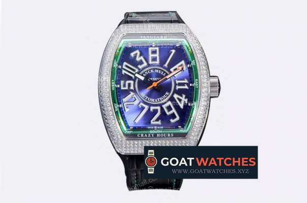 Franck Muller - Vanguard Mens Crazy Hrs Dia SS/LE Blue/Wht ABF A23J