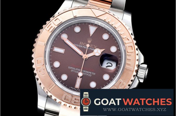 Rolex - YachtMaster Men 18K Wrapped RG/SS Brown BP Swiss 2836