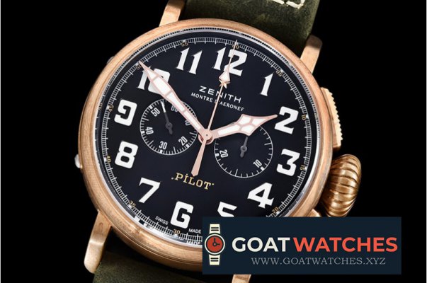 Zenith - Pilot Type 20 Bronze Chrono BR/LE Black XF A7750 Mod